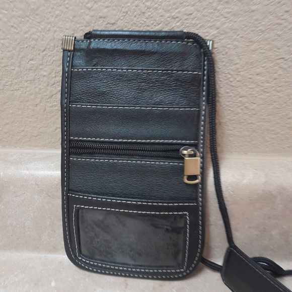 Black Leather Men's Bag Size:OS Unknown - Picture 1 of 7